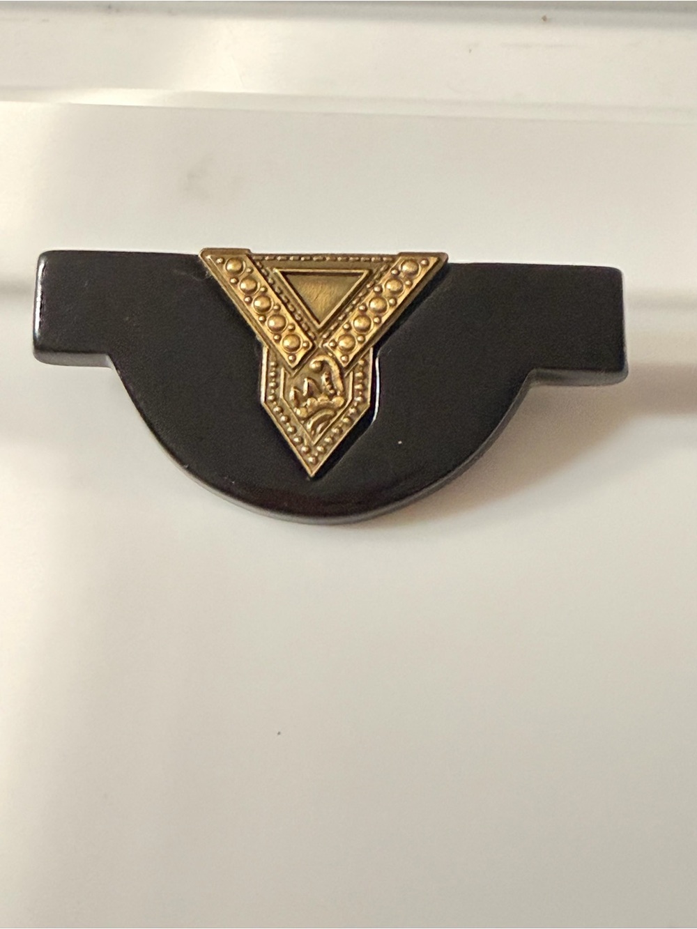 Gold Tone and Black Statement Brooch Circa 1980’s art deco revival